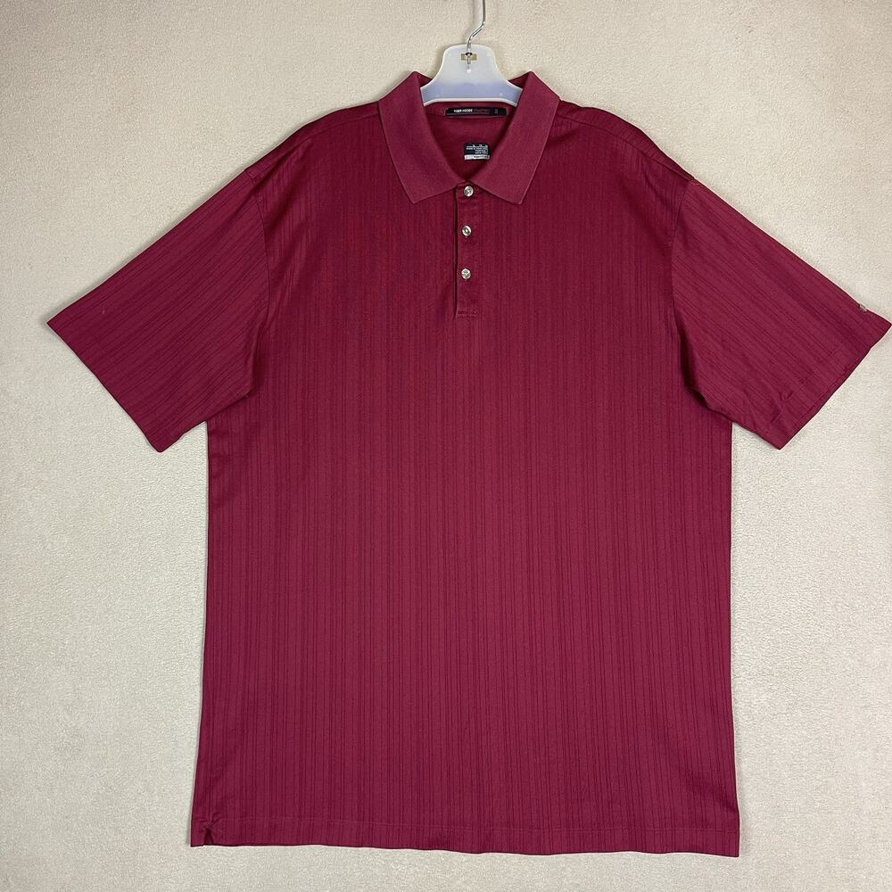 Nike Tiger Woods Polo Shirt Mens XL Burgundy Dri-Fit Short Sleeve Regular Fit